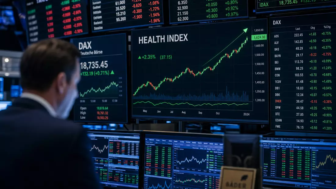 Fresenius SE – Finanz-/Börsen-Editorial: Trading-Screens mit Healthcare-Index DAX