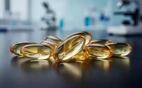 Nahaufnahme von Omega-3-Fischölkapseln, die auf einer dunklen, reflektierenden Oberfläche angeordnet sind. - Foto: über boerse-global.de