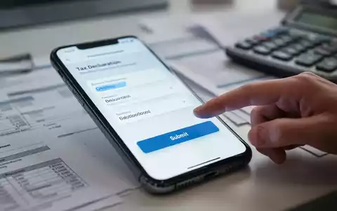 Ein Smartphone zeigt eine App für die Steuererklärung mit einem Finger, der kurz davor ist, auf eine Schaltfläche zum Absenden zu tippen. - Foto: über boerse-global.de