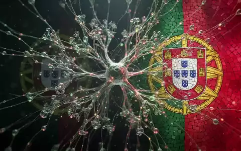 Digitale neuronale Netzwerke mit subtilen portugiesischen Kulturmustern, die das erste Open-Source-KI-Modell des Landes symbolisieren. - Foto: über boerse-global.de