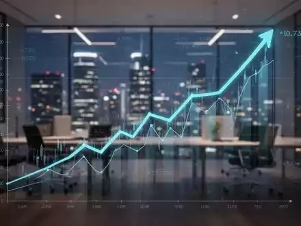 Ein stilisierter Graph mit aufsteigendem Trend, der Dividendenerfolg und Marktwachstum symbolisiert, vor einem modernen Bürohintergrund. - Foto: über boerse-global.de