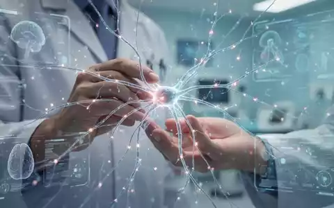 Hände manipulieren leuchtende neuronale Verbindungen, die neurozentriertes Training und Schmerzbewältigung symbolisieren. - Foto: über boerse-global.de