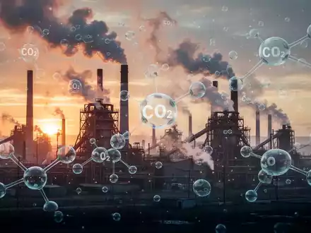 Eine weitläufige Industrielandschaft mit rauchenden Stahlschornsteinen bei Sonnenaufgang, symbolisiert EU-Emissionshandel und CBAM. - Foto: über boerse-global.de