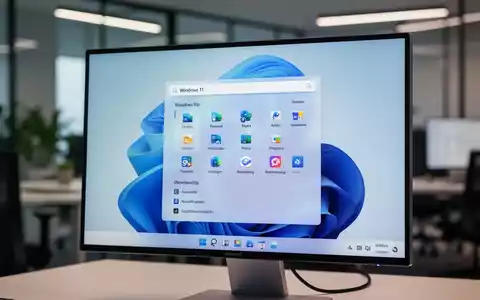 Nahaufnahme eines Computerbildschirms mit dem neu gestalteten Windows 11 Startmenü, neuer, optimierter Oberfläche und kategorisierten Apps. - Foto: über boerse-global.de