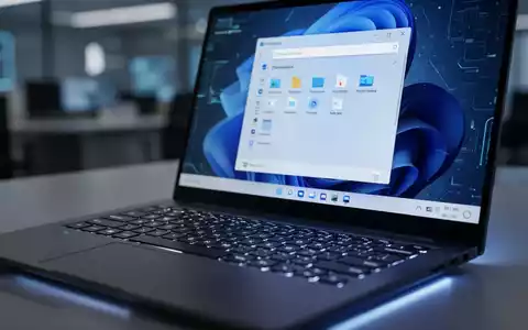 Nahaufnahme einer Laptop-Tastatur mit Windows 11 Datei-Explorer-Bildschirm, Dateisymbole und Suchleiste. - Foto: über boerse-global.de
