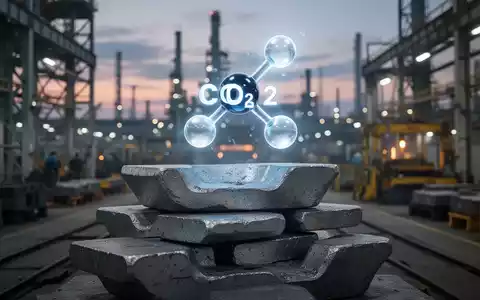 Ein stilisiertes, leuchtendes CO2-Molekülsymbol schwebt über Stahlbarren in einer modernen Fabrik, die die CBAM-Regulierung darstellt. - Foto: über boerse-global.de