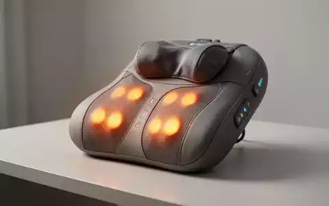 Ein ergonomisches Shiatsu-Massagekissen mit Wärmefunktion für Nacken- und Schultermassage, auf einer hellen Oberfläche platziert. - Foto: über boerse-global.de
