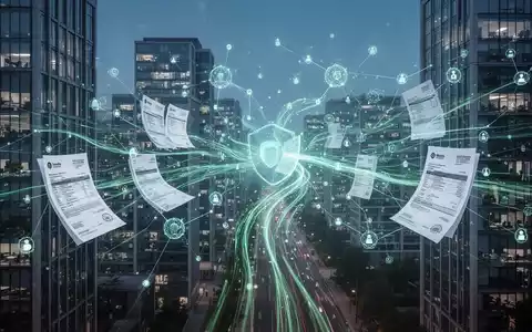 Digitale Vernetzung von Büros und Datenströmen, die elektronische Rechnungen und digitale Transformation symbolisiert. - Foto: über boerse-global.de