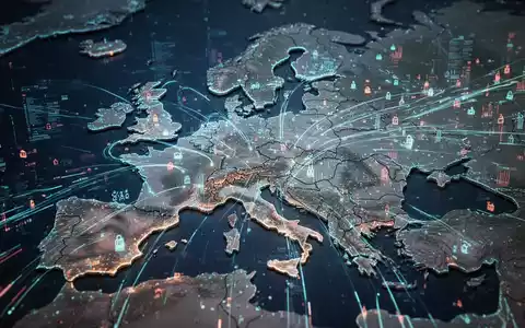 Eine stilisierte, beleuchtete Karte Europas mit digitalen Datenströmen, die grenzüberschreitenden E-Commerce und Steuern symbolisieren. - Foto: über boerse-global.de