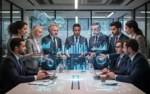 Menschen in einem modernen Büro interagieren mit einer holografischen KI-Schnittstelle, die Datenvisualisierungen anzeigt. - Foto: über boerse-global.de