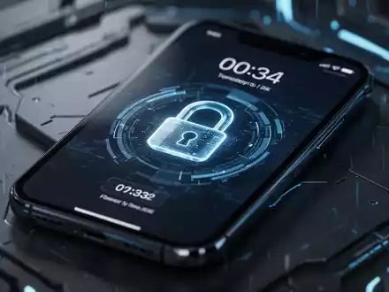 Nahaufnahme eines Smartphone-Sperrbildschirms mit einem digitalen Vorhängeschloss-Symbol und einem Countdown-Timer. - Foto: über boerse-global.de