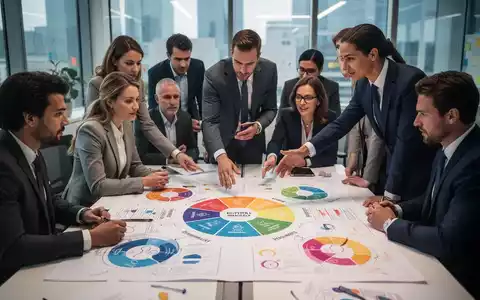 Geschäftsleute in einem Workshop, die Persönlichkeitsprofile und Diagramme analysieren, um Zusammenarbeit und Entwicklung zu fördern. - Foto: über boerse-global.de