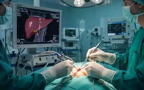 ChirurgenhĂ€nde, die eine minimalinvasive Leberkrebsbehandlung mit modernen medizinischen GerĂ€ten in einem Operationssaal durchfĂŒhren. - Foto: ĂŒber boerse-global.de