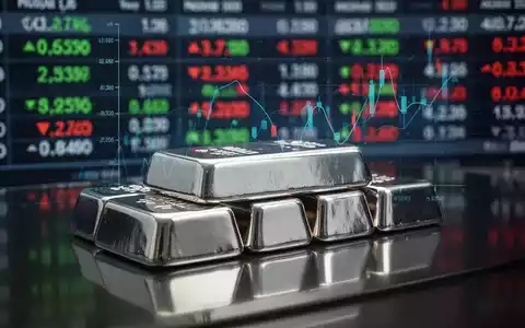Ein glänzender Silberbarren, der Licht reflektiert, mit einem unscharfen digitalen Börsenticker im Hintergrund. - Foto: über boerse-global.de