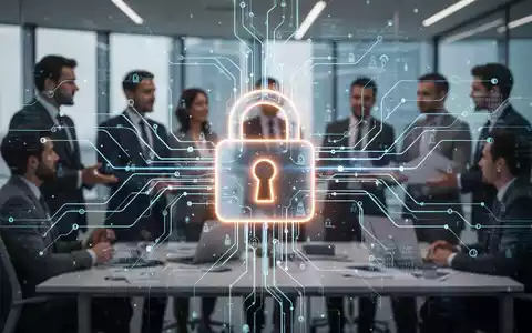 Ein stilisiertes, leuchtendes Vorhängeschloss-Symbol über einem komplexen digitalen Netzwerkdiagramm, das Cybersicherheit darstellt. - Foto: über boerse-global.de