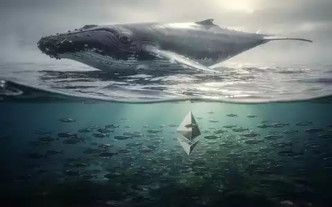 Ein riesiger Wal schwimmt über einem Ozean, während kleine Fische unter der Oberfläche fliehen. Symbolisiert Ethereum-Investoren. - Foto: über boerse-global.de