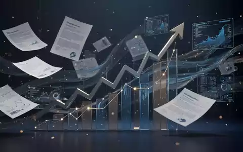 Eine stilisierte Darstellung eines Finanzdiagramms mit aufsteigendem Trend, umgeben von Dokumenten und digitalen Daten, die eine Wandelanleihe symbolisieren. - Foto: über boerse-global.de