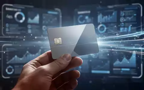 Eine Hand hält eine moderne, minimalistische Zahlungskarte mit schlankem Design vor einem unscharfen Hintergrund digitaler Bankschnittstellen. - Foto: über boerse-global.de