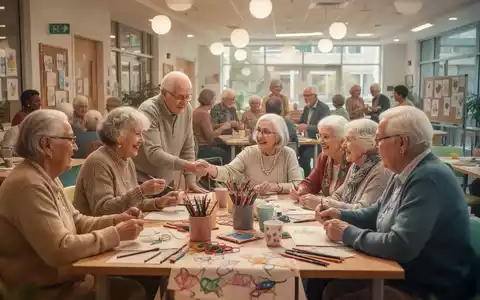 Eine Gruppe älterer Menschen lacht und interagiert bei einer Gemeinschaftsaktivität in einem hellen Raum. - Foto: über boerse-global.de