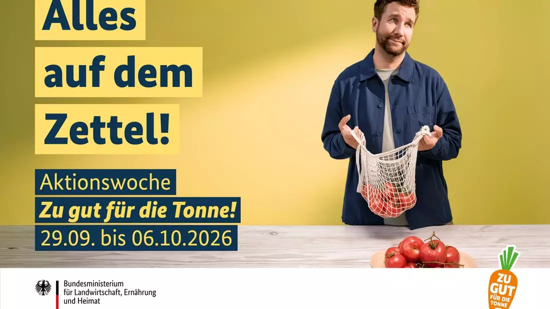 Alles auf dem Zettel! - mit cleverer Planung Lebensmittelabfälle vermeiden / Jetzt mitmachen und Aktionen für die Aktionswoche Zu gut für die Tonne! 2026 einreichen - Bild: presseportal.de