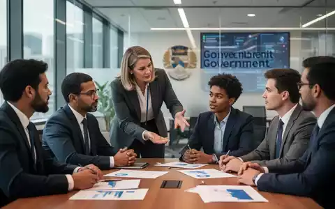 Eine Gruppe von Geschäftsleuten bei einer Beratungssitzung in einem modernen Büro, ein erfahrener Berater gibt einem jungen Unternehmer Ratschläge. - Foto: über boerse-global.de