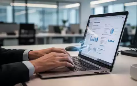 Hände tippen auf einer Laptoptastatur, mit einem unscharfen Hintergrund, der ein modernes Büro zeigt. Fokus auf Ergonomie und Gesundheit. - Foto: über boerse-global.de