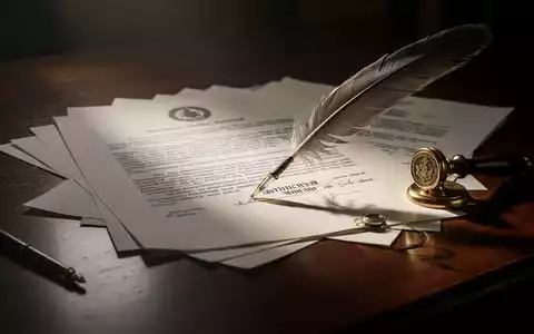 Eine Nahaufnahme von rechtlichen Dokumenten, einem Siegel und einem Stift auf einem dunklen Holztisch, beleuchtet von weichem Licht. - Foto: über boerse-global.de