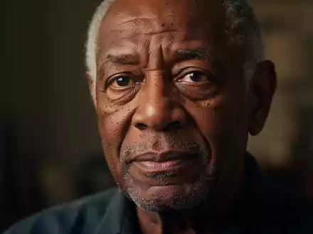Nahaufnahme eines älteren Mannes mit nachdenklichem Ausdruck, der Danny Glover repräsentiert, in einem ruhigen, persönlichen Raum. - Foto: über boerse-global.de