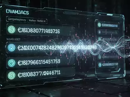 Eine digitale Schnittstelle zeigt Kryptowährungs-Wallet-Adressen, wobei eine Adresse durch einen bösartigen Datenstrom manipuliert wird. - Foto: über boerse-global.de