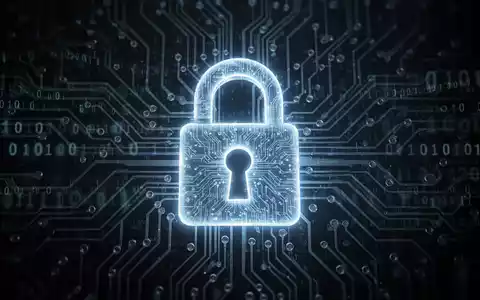 Stilisierte digitale Schlosssymbolik vor Leiterplatte und Binärcode, für Cybersicherheit und KI. - Foto: über boerse-global.de