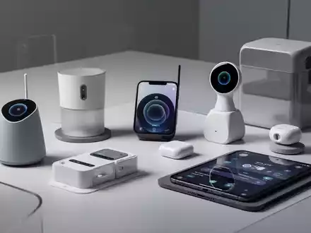 Eine Auswahl minimalistischer, moderner Smart-Gadgets und technischer Helfer, angeordnet auf einer sauberen Oberfläche. - Foto: über boerse-global.de