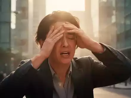 Eine Person, die sich die Augen vor hellem Licht schützt und erschöpft aussieht, im Kontext einer Hitzewelle. - Foto: über boerse-global.de