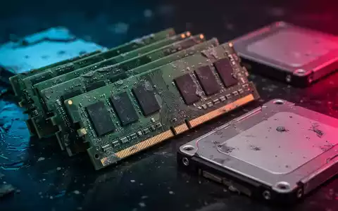 Nahaufnahme von RAM-Riegeln und SSD-Laufwerken auf dunkler Oberfläche, Symbol für die PC-Hardware-Versorgungskrise. - Foto: über boerse-global.de