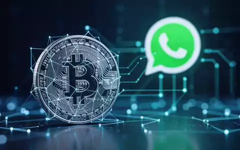 Ein stilisierter digitaler Token mit leuchtenden Linien verbindet sich mit einem dezenten WhatsApp-Logo und symbolisiert KI-Monetarisierung und Datentransaktionen. - Foto: über boerse-global.de