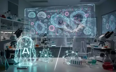 Forscher in futuristischem Labor interagiert mit holografischer Anzeige biologischer Daten. - Foto: über boerse-global.de