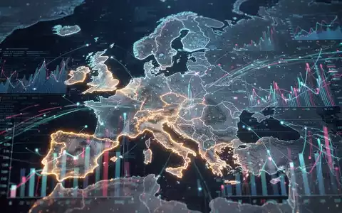 Eine stilisierte, leuchtende Europakarte mit digitalen Datenströmen und Finanzgrafiken, die Investitionen und Vorschriften symbolisiert. - Foto: über boerse-global.de