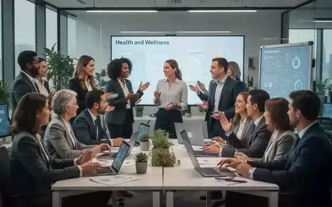 Eine Gruppe von Geschäftsleuten nimmt an einem Gesundheits- und Wellness-Workshop in einem modernen Büro teil. - Foto: über boerse-global.de
