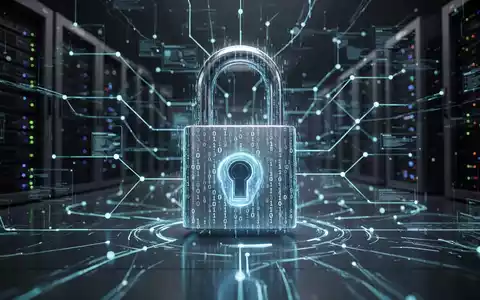 Digitales Vorhängeschloss mit Binärcode auf einem Netzwerk aus Servern und Datenströmen, symbolisiert Cybersicherheit und Cloud-Schutz. - Foto: über boerse-global.de