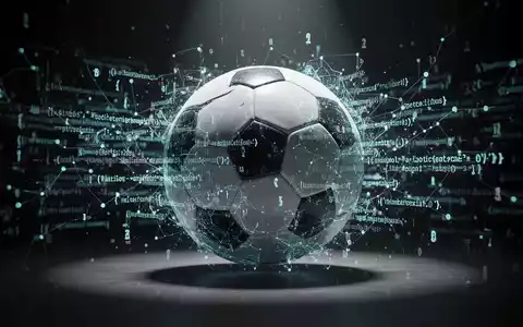 Ein abstraktes digitales Bild, das einen Fußball zeigt, der sich in ein Netzwerk aus leuchtendem, bösartigem Code verwandelt. - Foto: über boerse-global.de