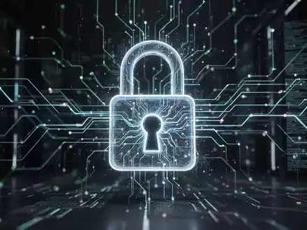Ein digitales Vorhängeschloss, das mit einem komplexen neuronalen Netzwerk verbunden ist, symbolisiert automatisierte KI-Ransomware-Angriffe. - Foto: über boerse-global.de