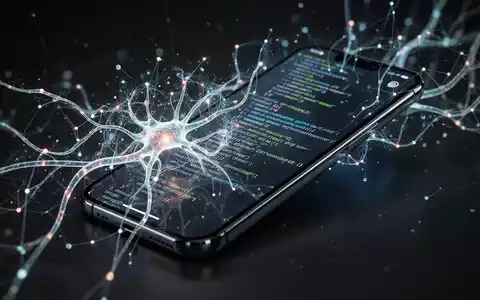 Leuchtendes neuronales Netzwerk überlagert Smartphone-Display mit Codezeilen, symbolisiert KI und Cybersicherheit. - Foto: über boerse-global.de