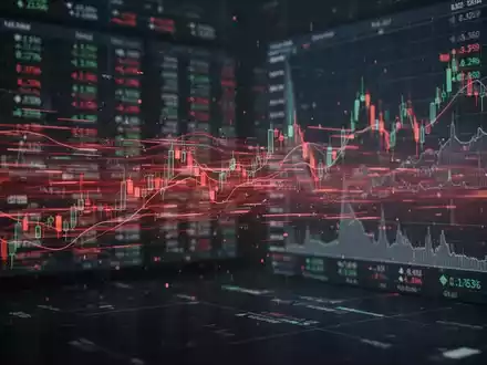 Abstrakte Darstellung einer Verlangsamung digitaler Datenflüsse, die eine Bremsung im Technologiesektor und an der Börse symbolisiert. - Foto: über boerse-global.de