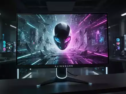 Ein futuristischer Alienware 39-Zoll-OLED-Monitor mit lebendigen Farben in einer modernen, beleuchteten Umgebung. - Foto: über boerse-global.de