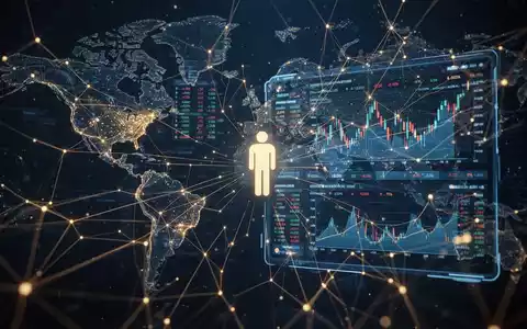 Stilisierte digitale Netzstruktur aus Linien und Knoten, die globale Finanzmärkte darstellt, mit einer prominenten Datenschnittstelle. - Foto: über boerse-global.de