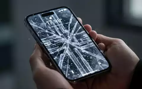 Nahaufnahme eines iPhone 17 Air mit eingefrorenem, gestörtem Bildschirm in einer Hand, das ein technisches Problem zeigt. - Foto: über boerse-global.de