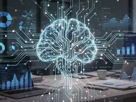 Abstrakte Darstellung künstlicher Intelligenz mit leuchtenden Linien und Knoten, die ein neuronales Netzwerk andeuten und die Rolle der KI in der Arbeitsplatzautomatisierung symbolisieren. - Foto: über boerse-global.de