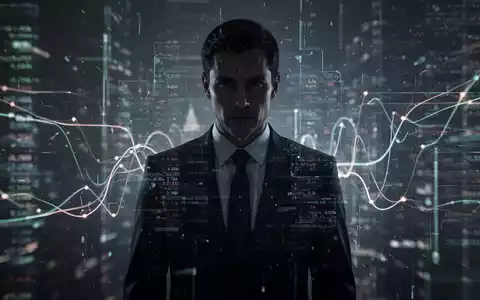 Eine stilisierte, schattenhafte Figur in einem Anzug steht vor verschwommenen digitalen Datenströmen, die Steuerhinterziehung und Entdeckung symbolisieren. - Foto: über boerse-global.de