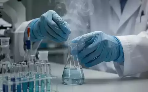 Nahaufnahme von behandschuhten Händen eines Wissenschaftlers, der im Labor Glaswaren handhabt, symbolisiert chemische Regulierung. - Foto: über boerse-global.de