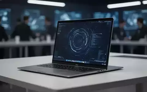 Nahaufnahme eines modernen, silbernen Laptops mit leuchtendem Bildschirm auf einem minimalistischen Schreibtisch. Der Hintergrund ist sanft unscharf. - Foto: über boerse-global.de
