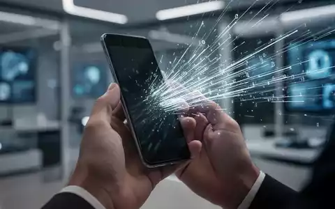 Nahaufnahme von Händen, die ein iPhone halten, mit abstrakten digitalen Elementen, die vom Bildschirm strömen, als Symbol für Datenmanagement. - Foto: über boerse-global.de